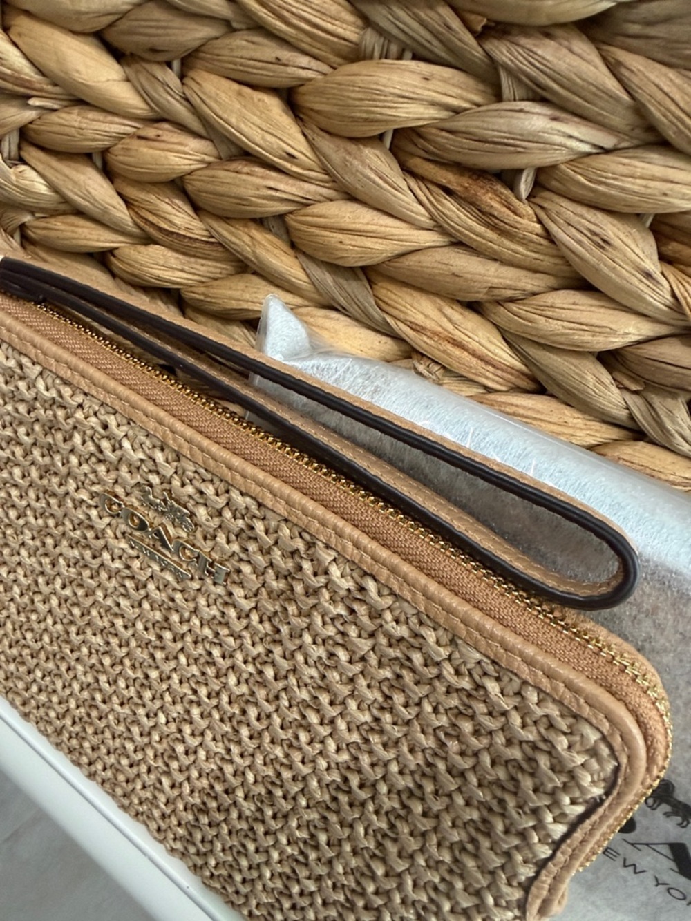 Coach Woven Straw Wristlet Clutch - Picture 3 of 6